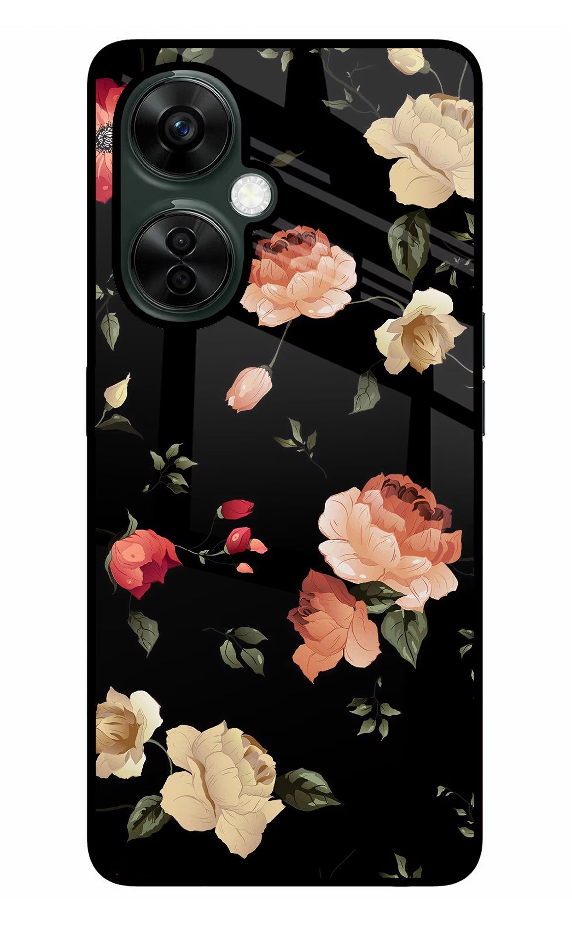 Flowers OnePlus Nord CE 3 Lite 5G Glass Case Back Cover by Casekaro