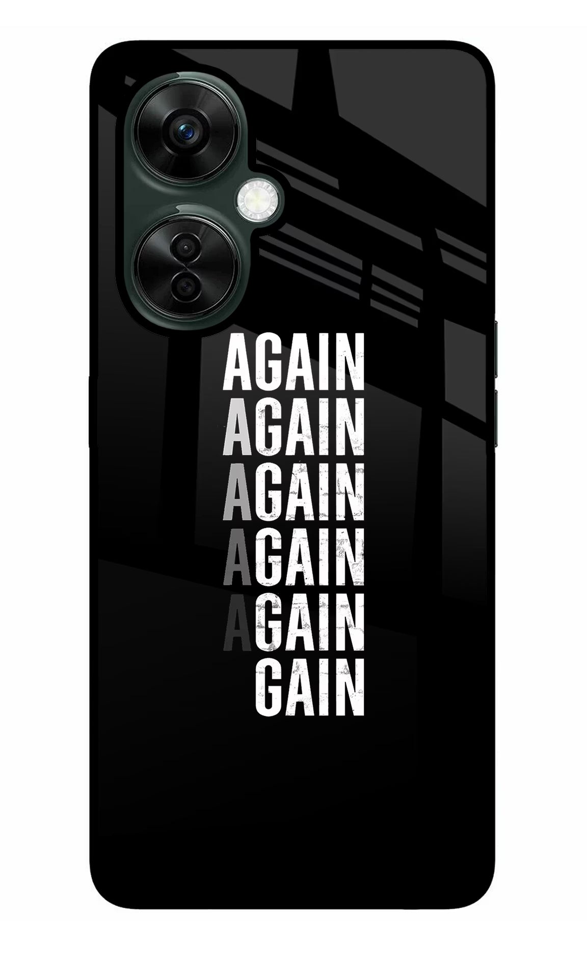 Again Again Gain OnePlus Nord CE 3 Lite 5G Glass Case Back Cover by Casekaro