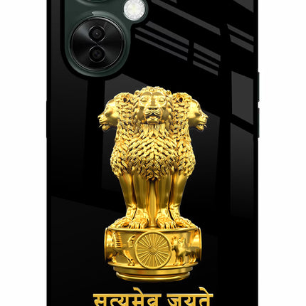 Satyamev Jayate Golden OnePlus Nord CE 3 Lite 5G Glass Case Back Cover by Casekaro