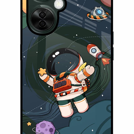 Cartoon Astronaut OnePlus Nord CE 3 Lite 5G Glass Case Back Cover by Casekaro