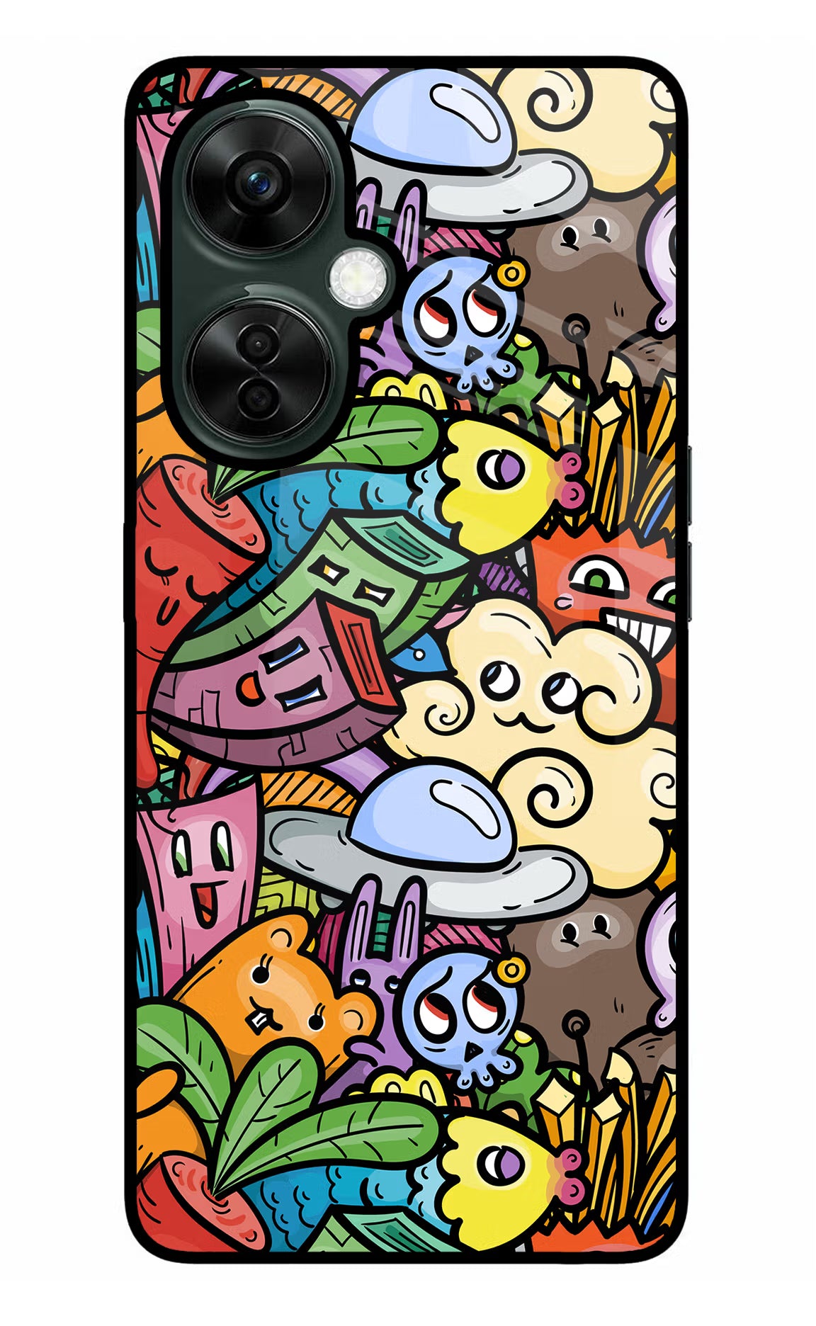 Veggie Doodle OnePlus Nord CE 3 Lite 5G Glass Case Back Cover by Casekaro