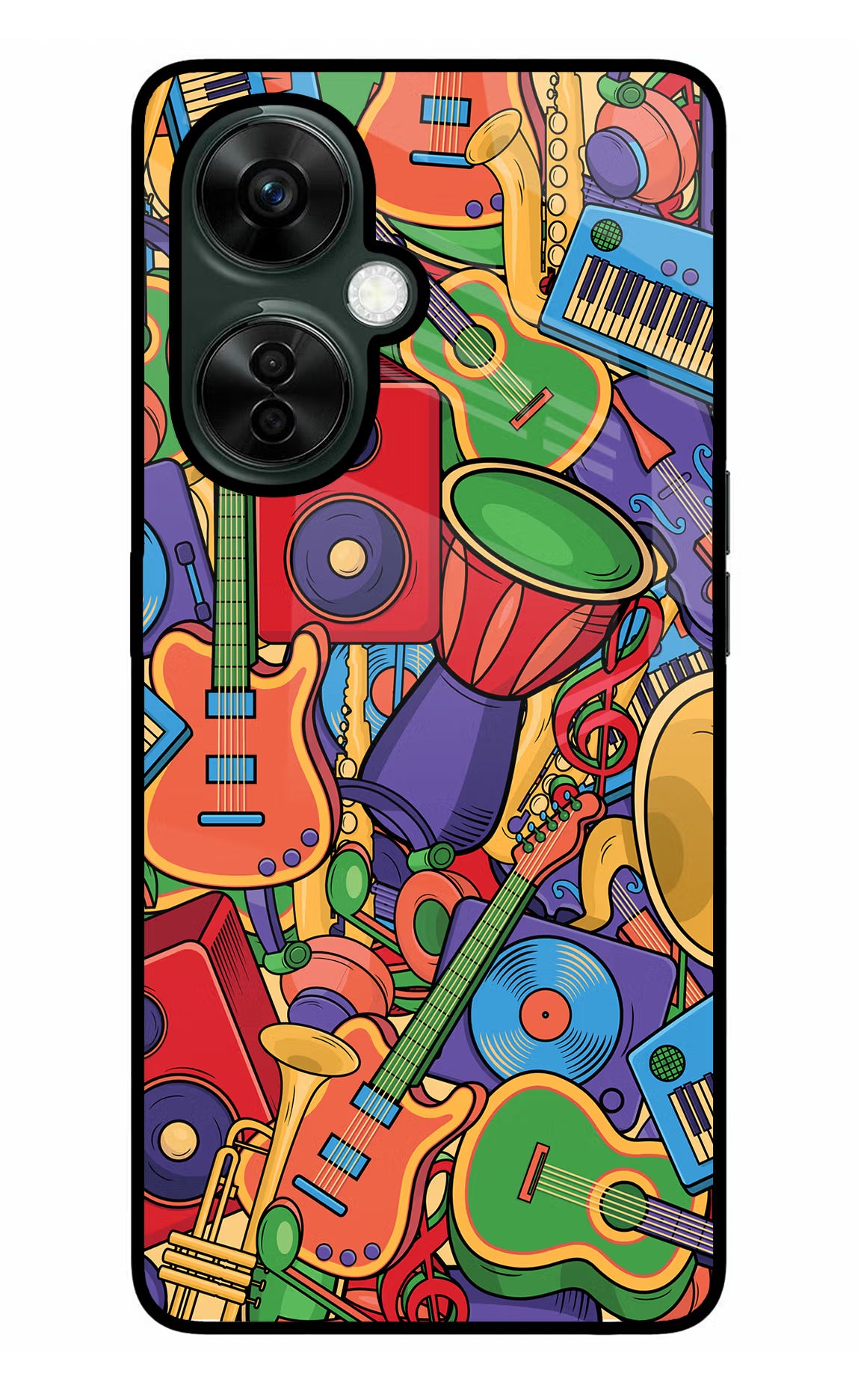 Music Instrument Doodle OnePlus Nord CE 3 Lite 5G Glass Case Back Cover by Casekaro