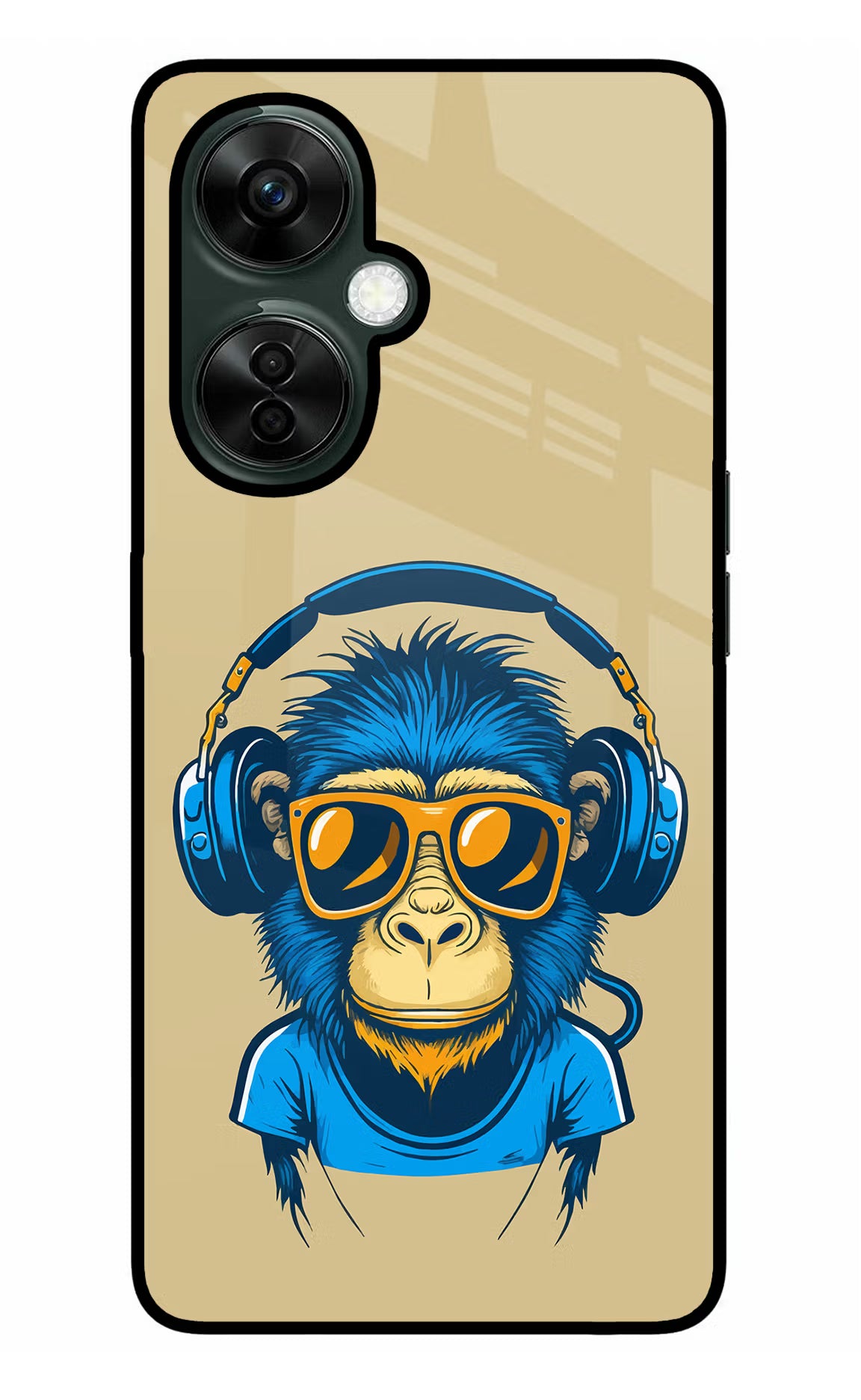 Monkey Headphone OnePlus Nord CE 3 Lite 5G Glass Case Back Cover by Casekaro