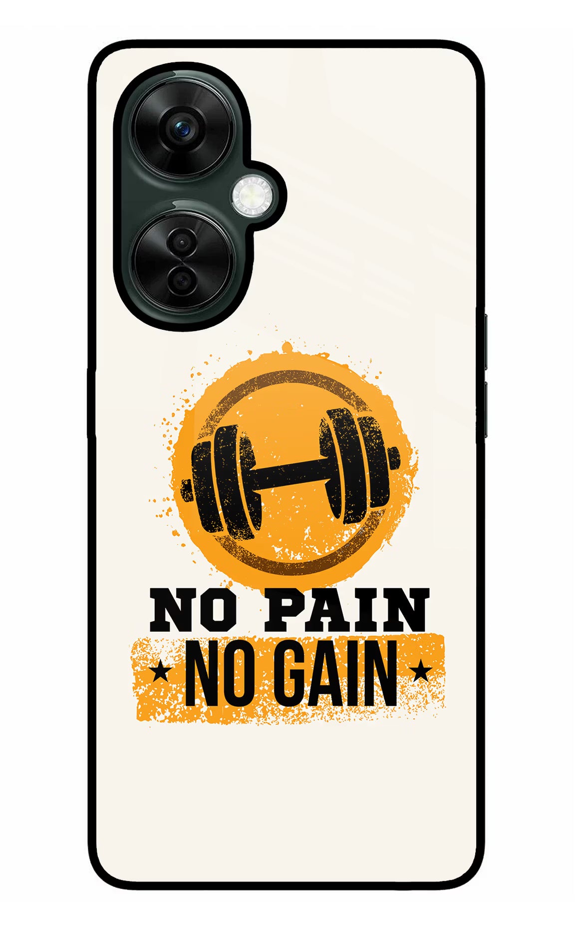 No Pain No Gain OnePlus Nord CE 3 Lite 5G Glass Case Back Cover by Casekaro