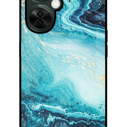 Blue Glitter Marble OnePlus Nord CE 3 Lite 5G Glass Case