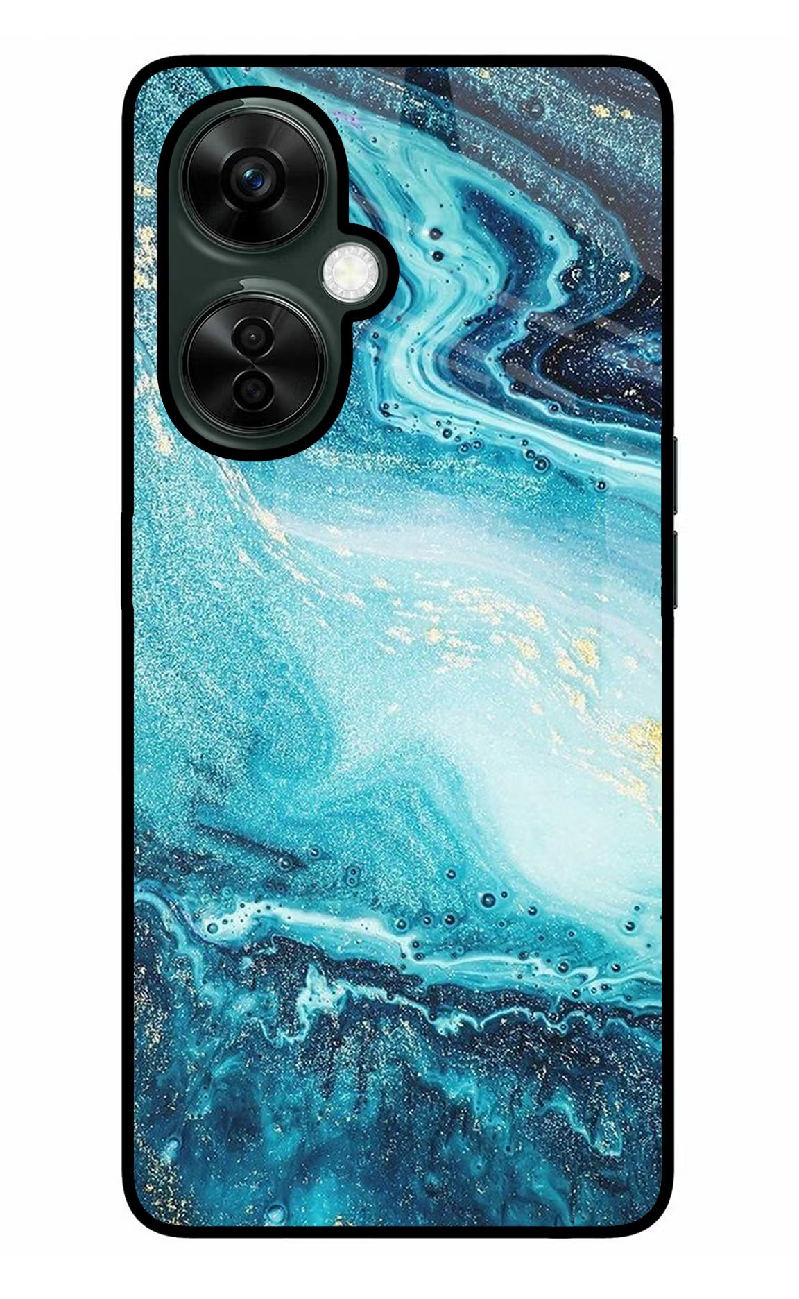 Blue Glitter Marble OnePlus Nord CE 3 Lite 5G Glass Case Back Cover by Casekaro