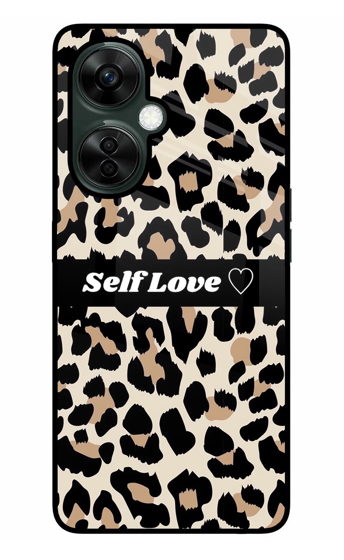 Leopard Print Self Love OnePlus Nord CE 3 Lite 5G Glass Case Back Cover by Casekaro