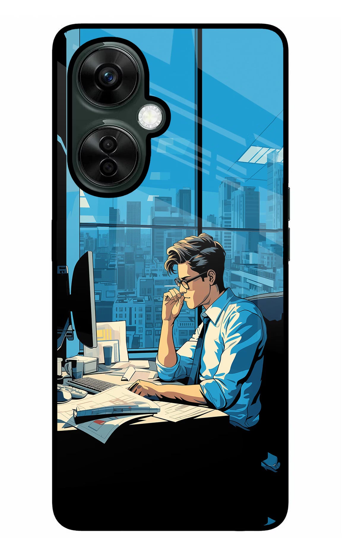 Focused Hustler (AI Generated) OnePlus Nord CE 3 Lite 5G Glass Case Back Cover by Casekaro