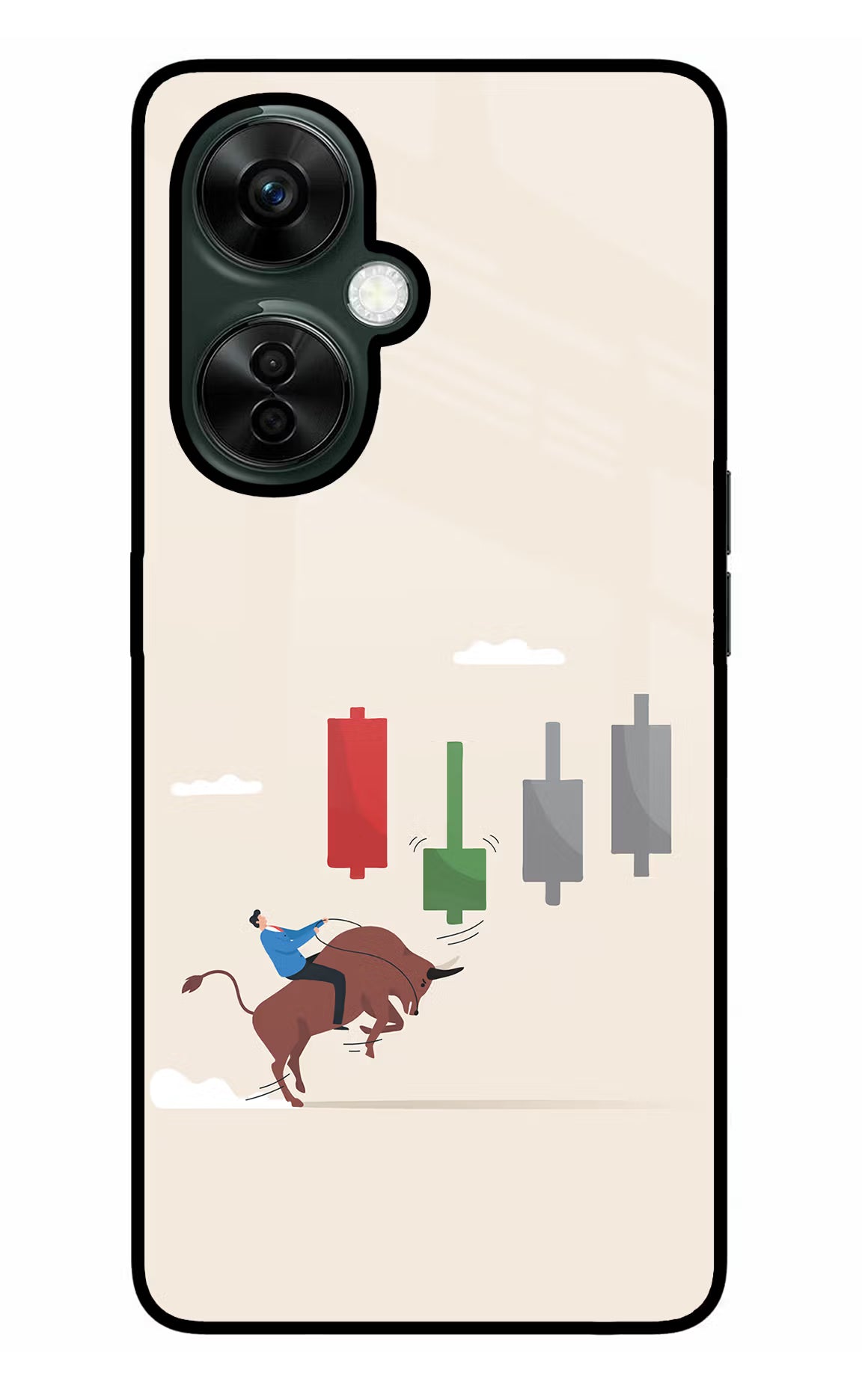 Bull Trading Momentum OnePlus Nord CE 3 Lite 5G Glass Case Back Cover by Casekaro