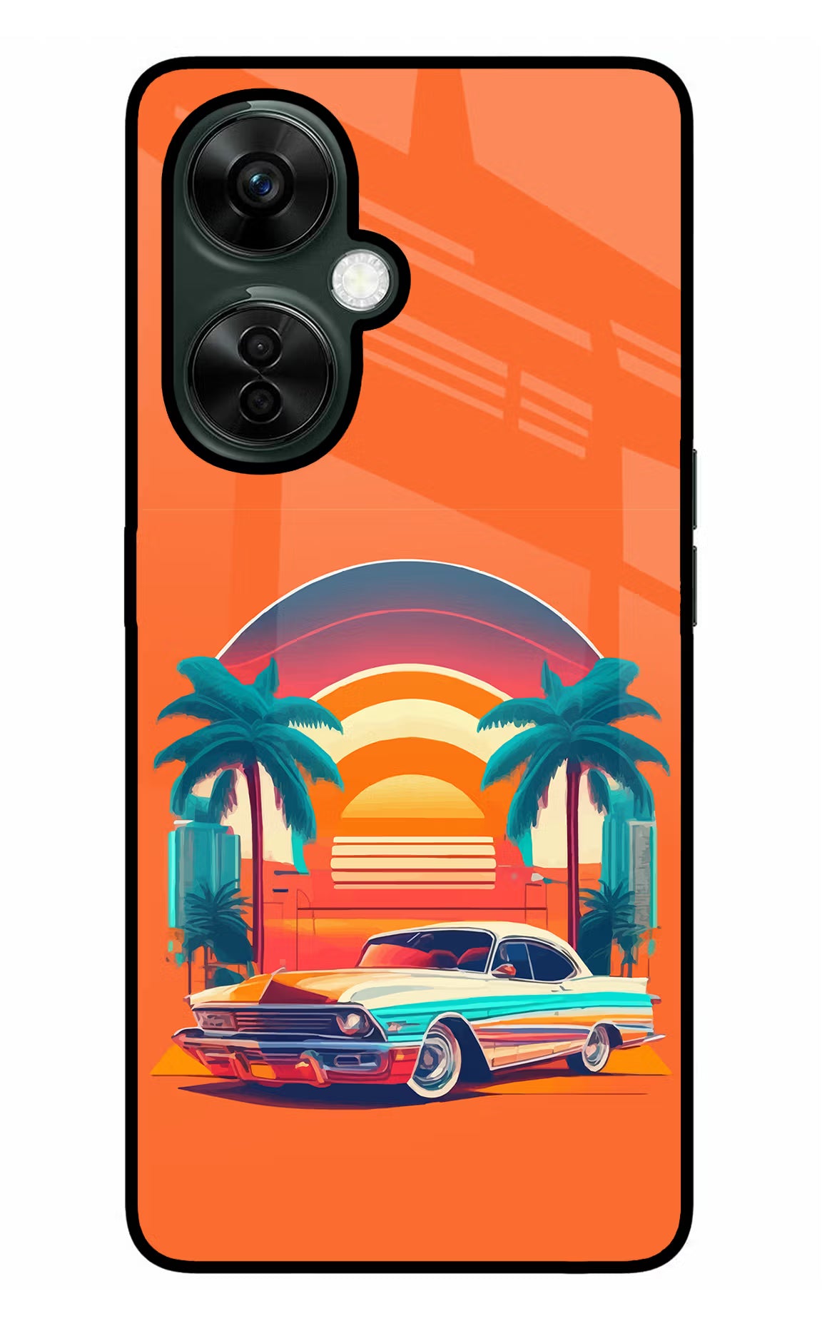 Palm Drive 80s OnePlus Nord CE 3 Lite 5G Glass Case Back Cover by Casekaro