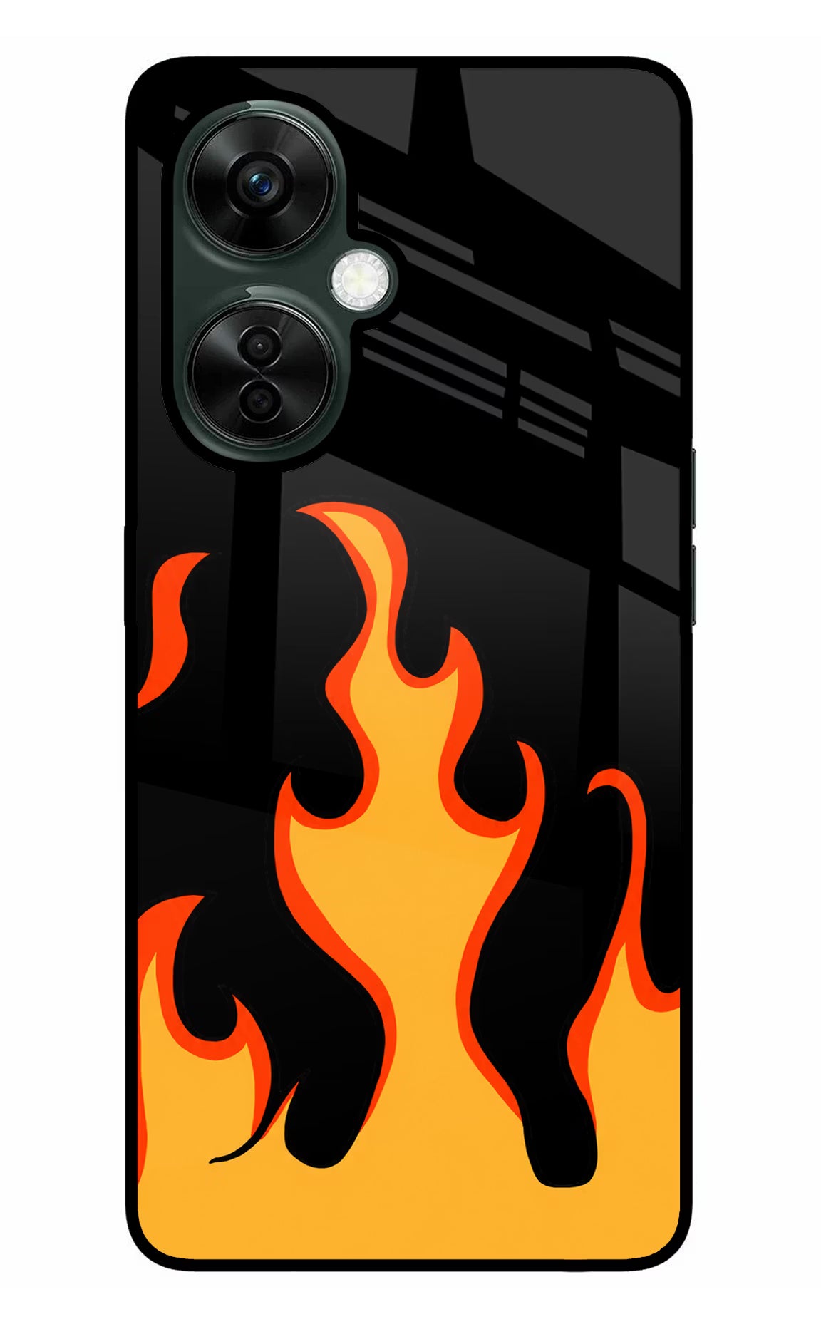 Fired Up – Black OnePlus Nord CE 3 Lite 5G Glass Case Back Cover by Casekaro