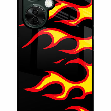 Side Sweep Flames OnePlus Nord CE 3 Lite 5G Glass Case Back Cover by Casekaro