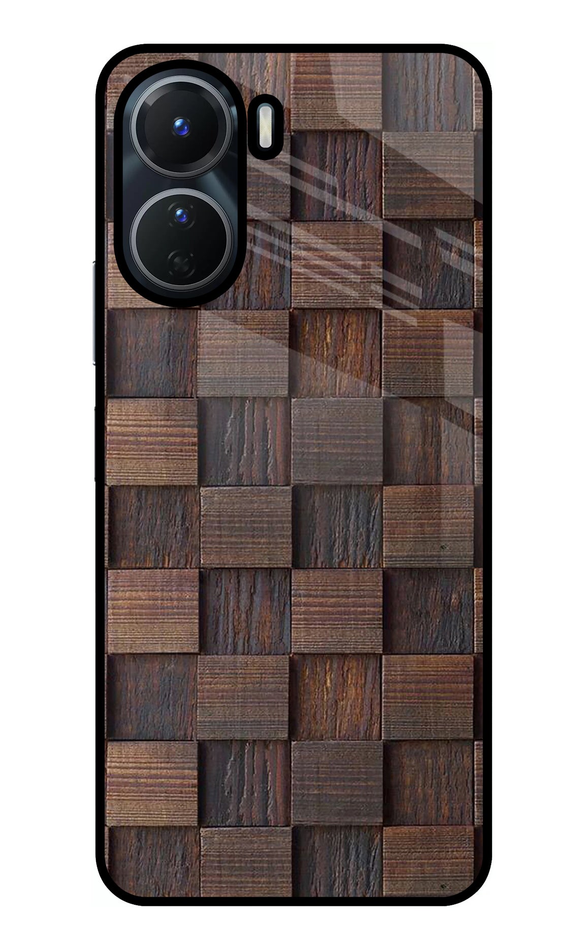 Wooden Cube Design Vivo Y56 5G Glass Case