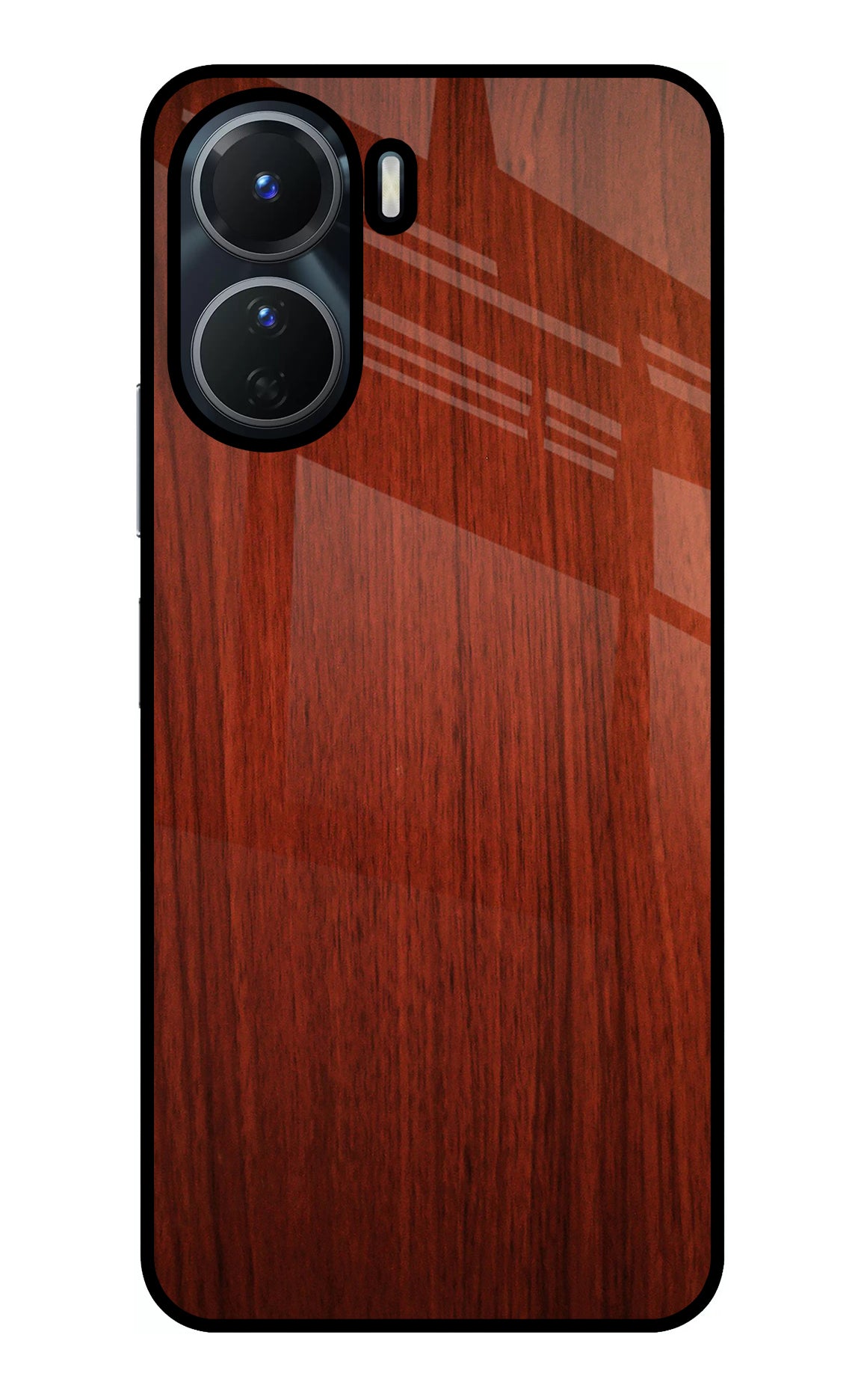 Wooden Plain Pattern Vivo Y56 5G Glass Case