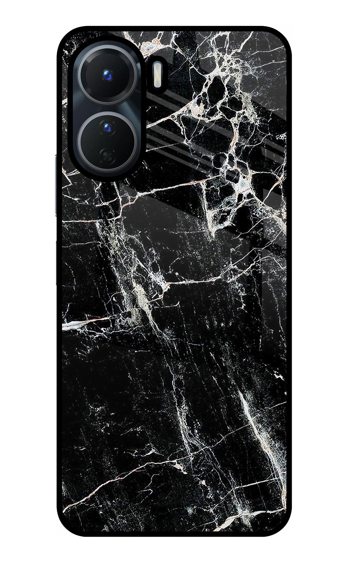Black Marble Texture Vivo Y56 5G Glass Case