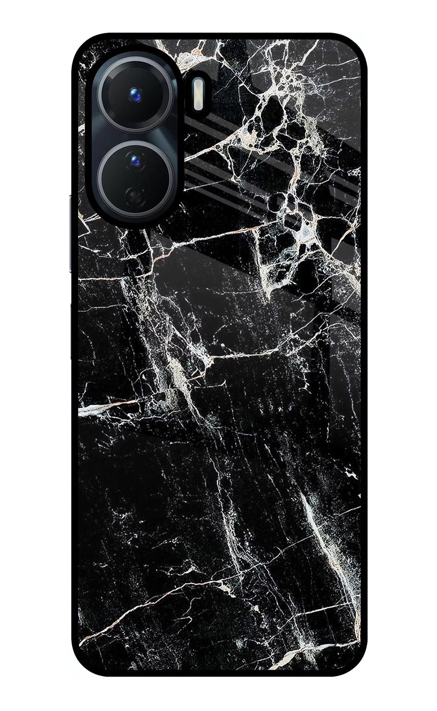 Black Marble Texture Vivo Y56 5G Back Cover, Glass case