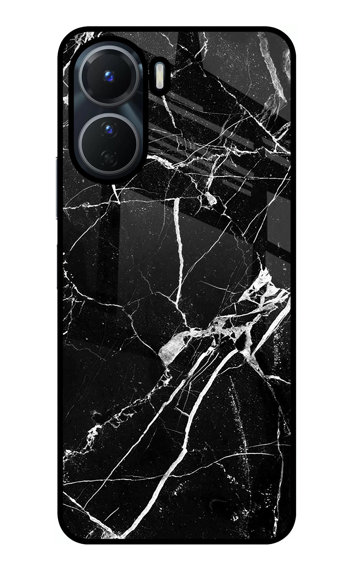 Black Marble Pattern Vivo Y56 5G Glass Case