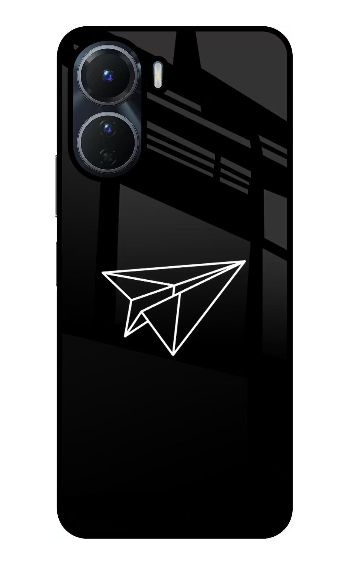 Paper Plane White Vivo Y56 5G Glass Case Back Cover by Casekaro