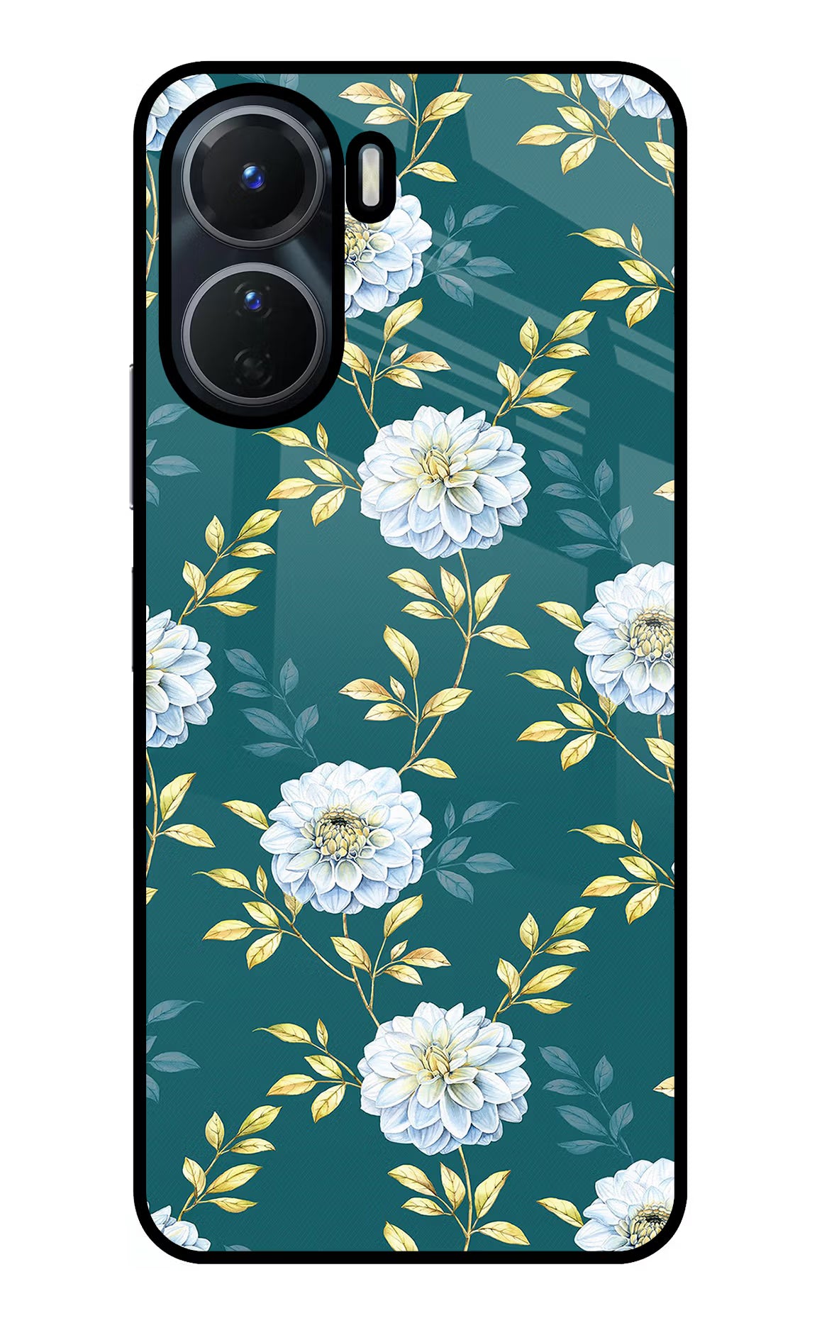 Flowers Vivo Y56 5G Glass Case Back Cover by Casekaro