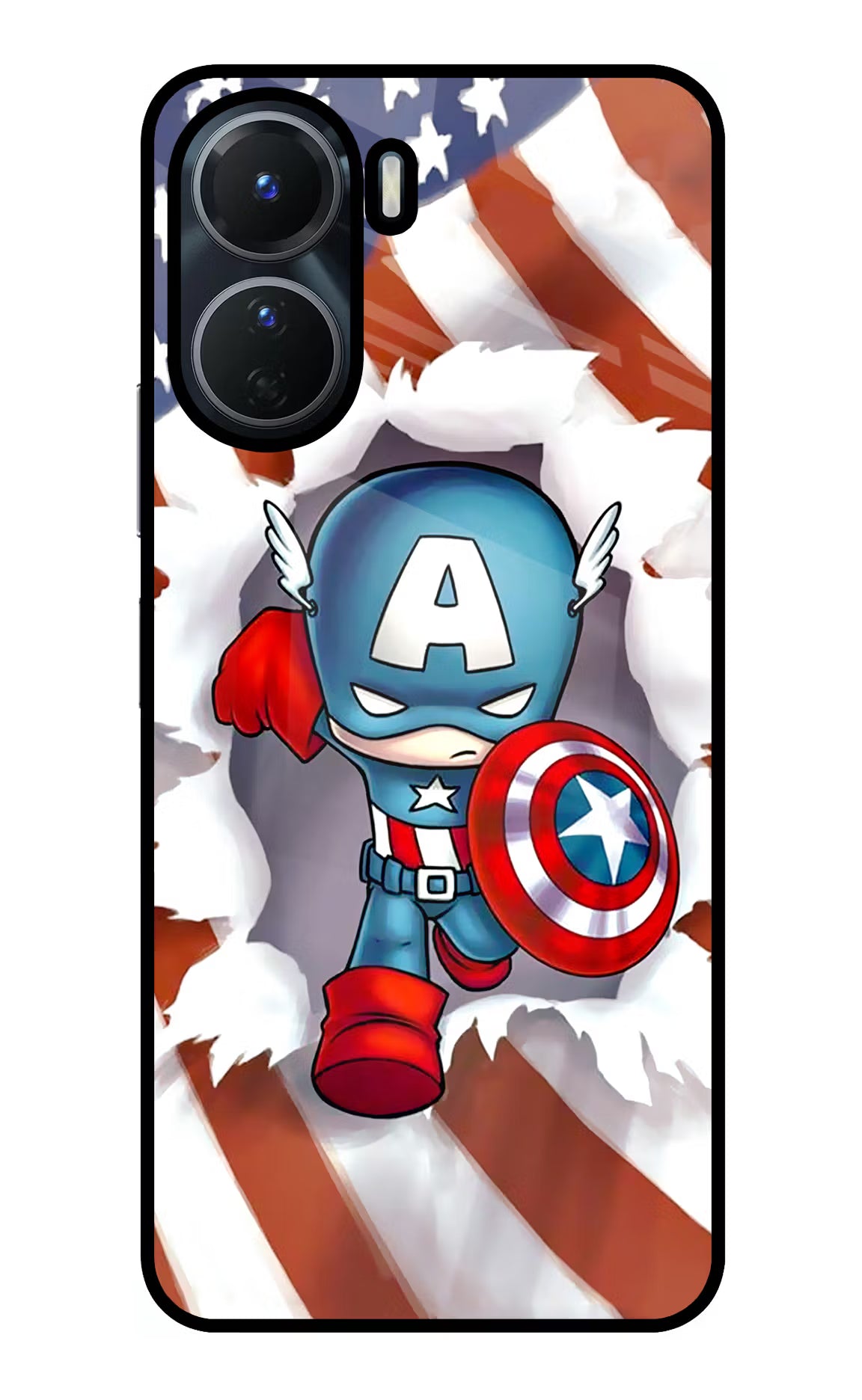 Captain America Vivo Y56 5G Glass Case Back Cover by Casekaro