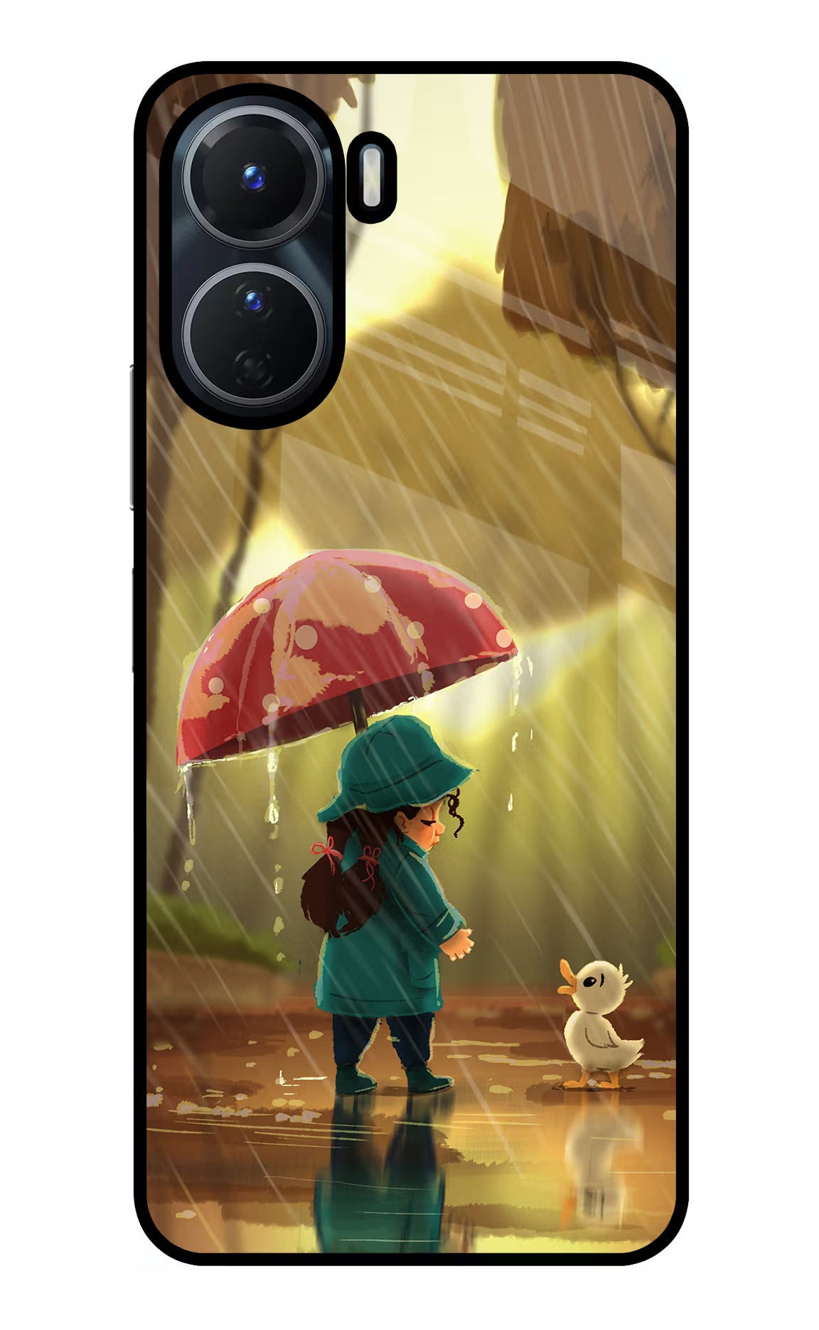 Rainy Day Vivo Y56 5G Glass Case Back Cover by Casekaro