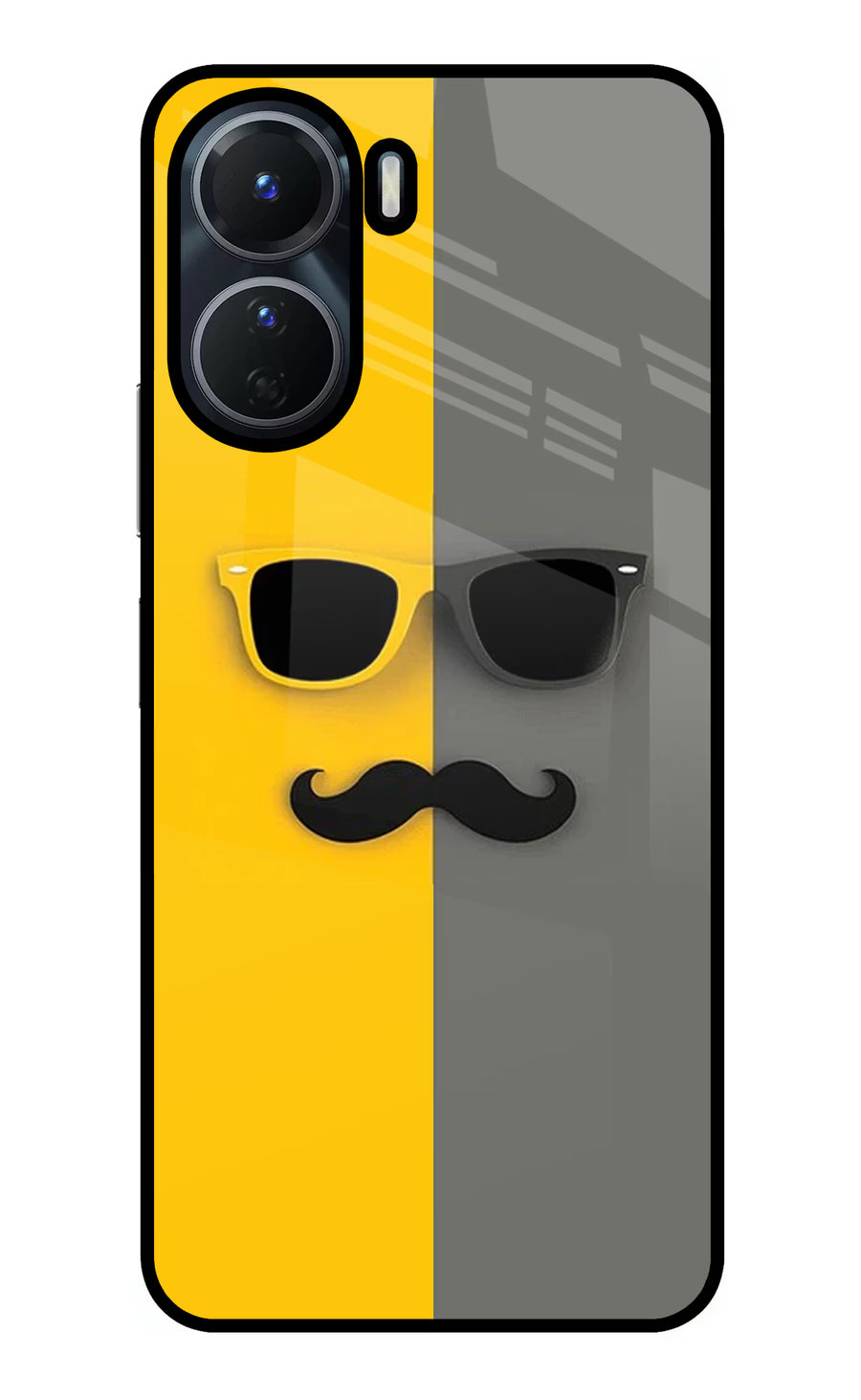 Sunglasses with Mustache Vivo Y56 5G Back Cover, Glass case