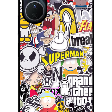 Sticker Bomb Vivo Y56 5G Glass Case
