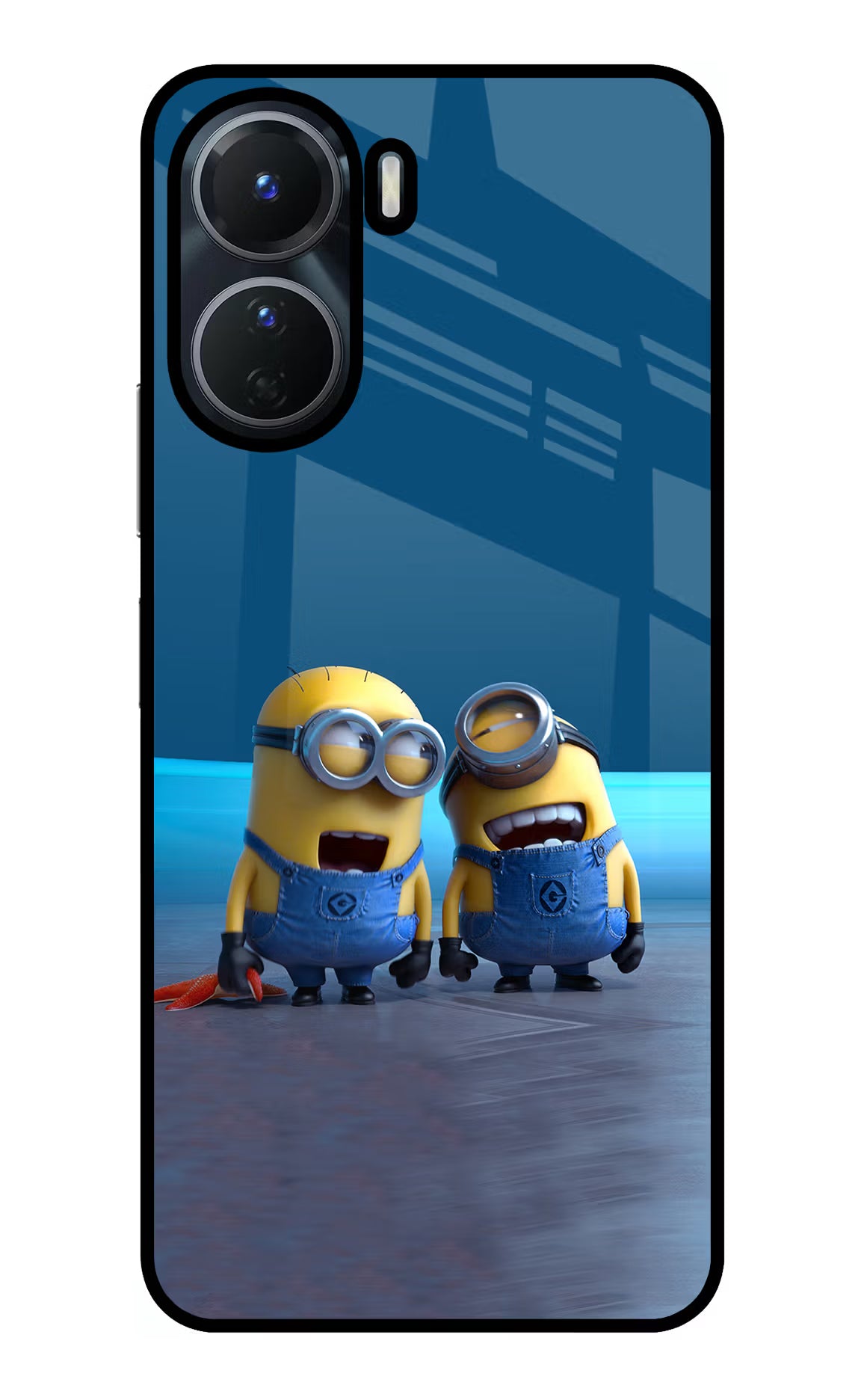 Minion Laughing Vivo Y56 5G Glass Case Back Cover by Casekaro