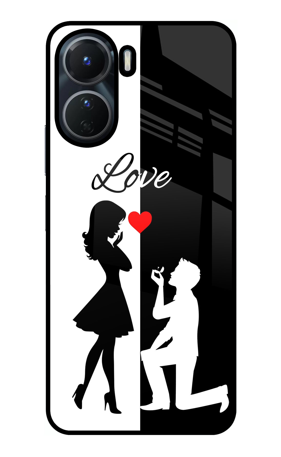 Love Propose Black And White Vivo Y56 5G Back Cover