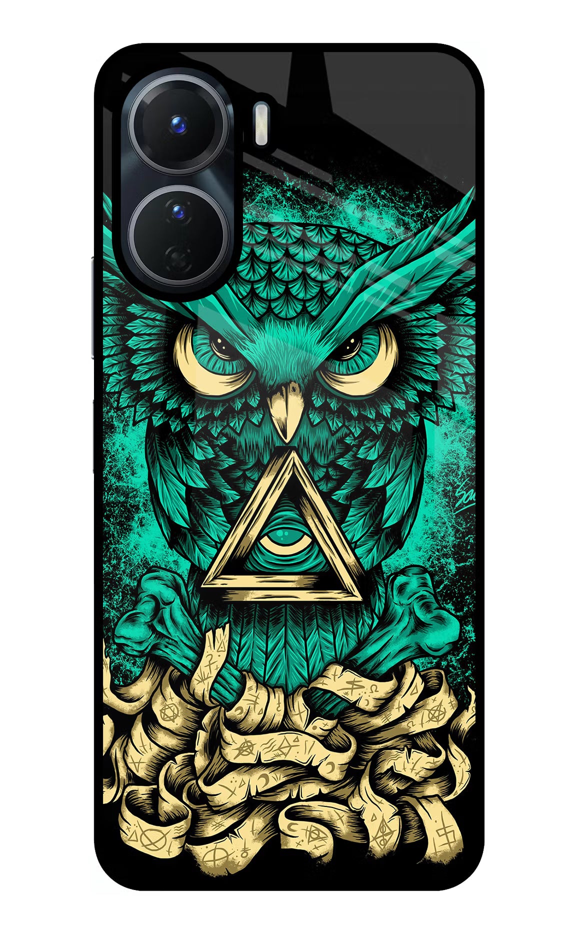 Green Owl Vivo Y56 5G Glass Case Back Cover by Casekaro