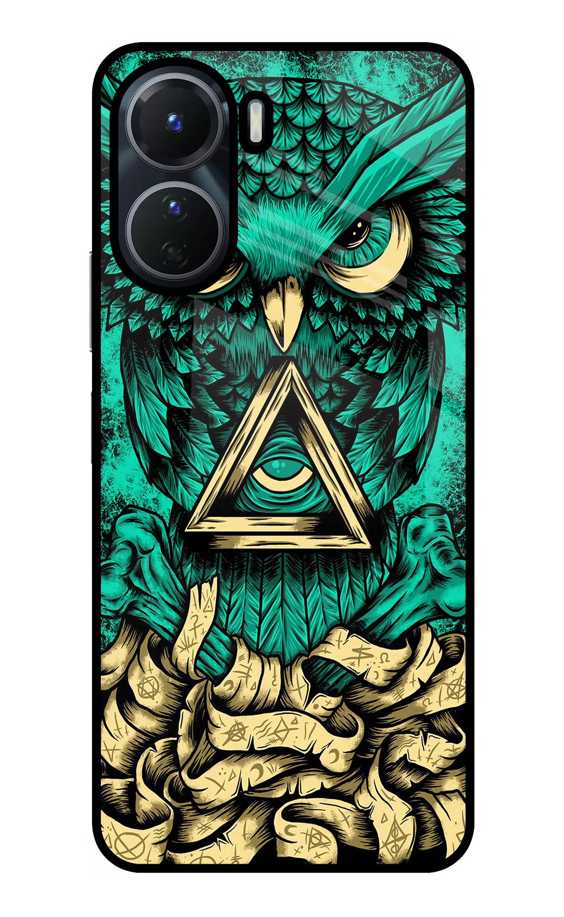 Green Owl Vivo Y56 5G Glass Case Back Cover by Casekaro