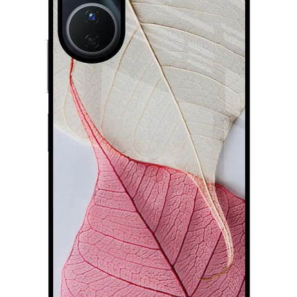 White Pink Leaf Vivo Y56 5G Glass Case