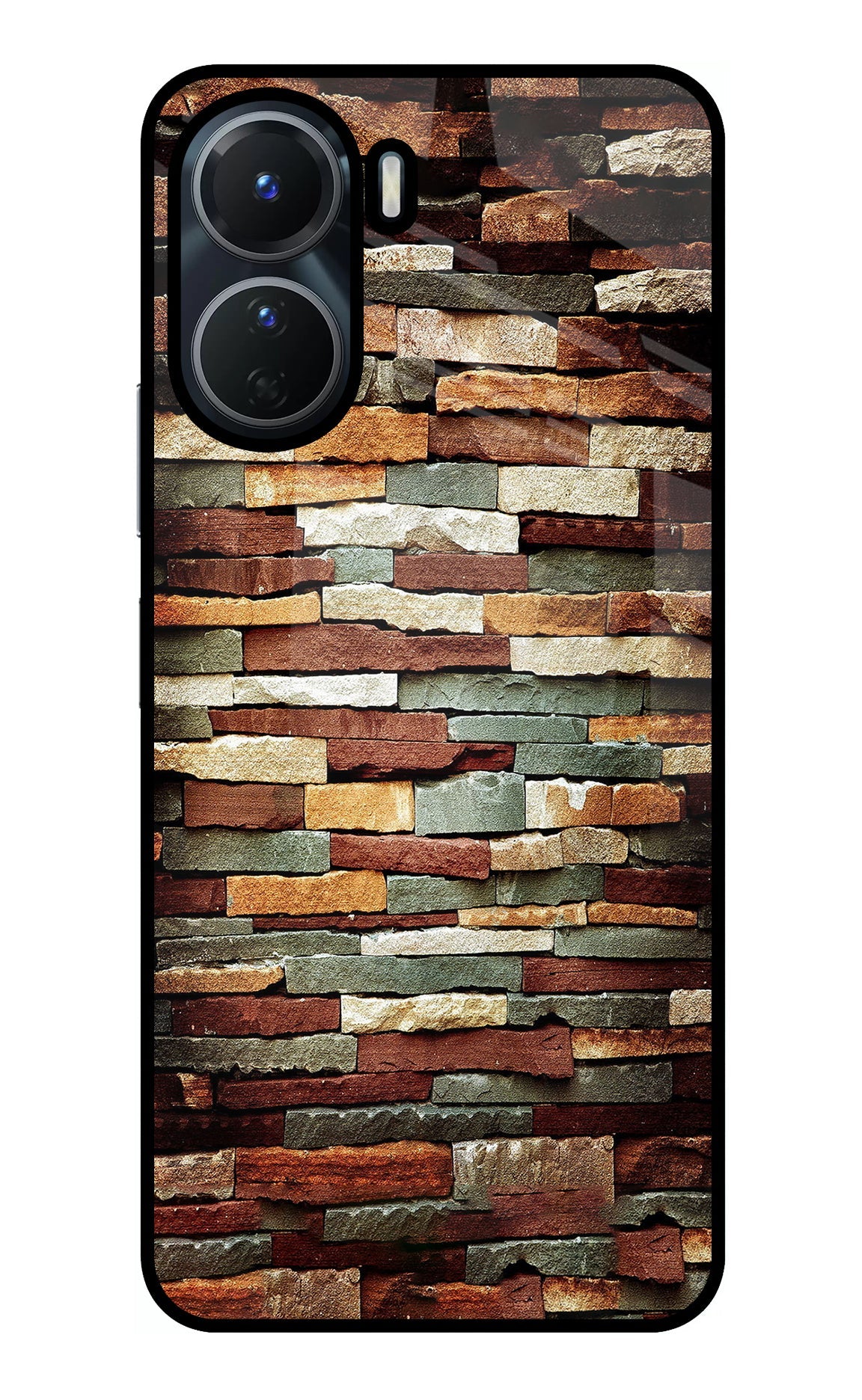 Bricks Pattern Vivo Y56 5G Glass Case