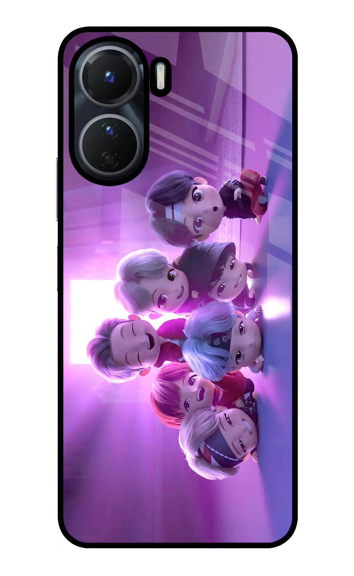 BTS Chibi Vivo Y56 5G Glass Case Back Cover by Casekaro