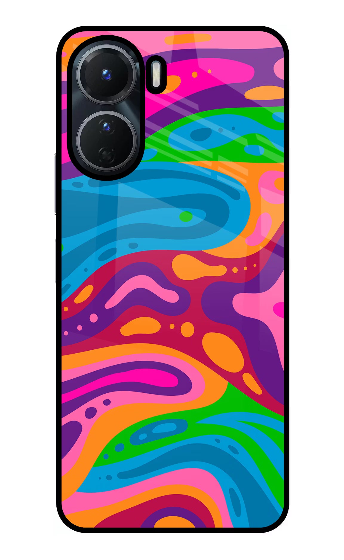 Trippy Pattern Vivo Y56 5G Glass Case Back Cover by Casekaro
