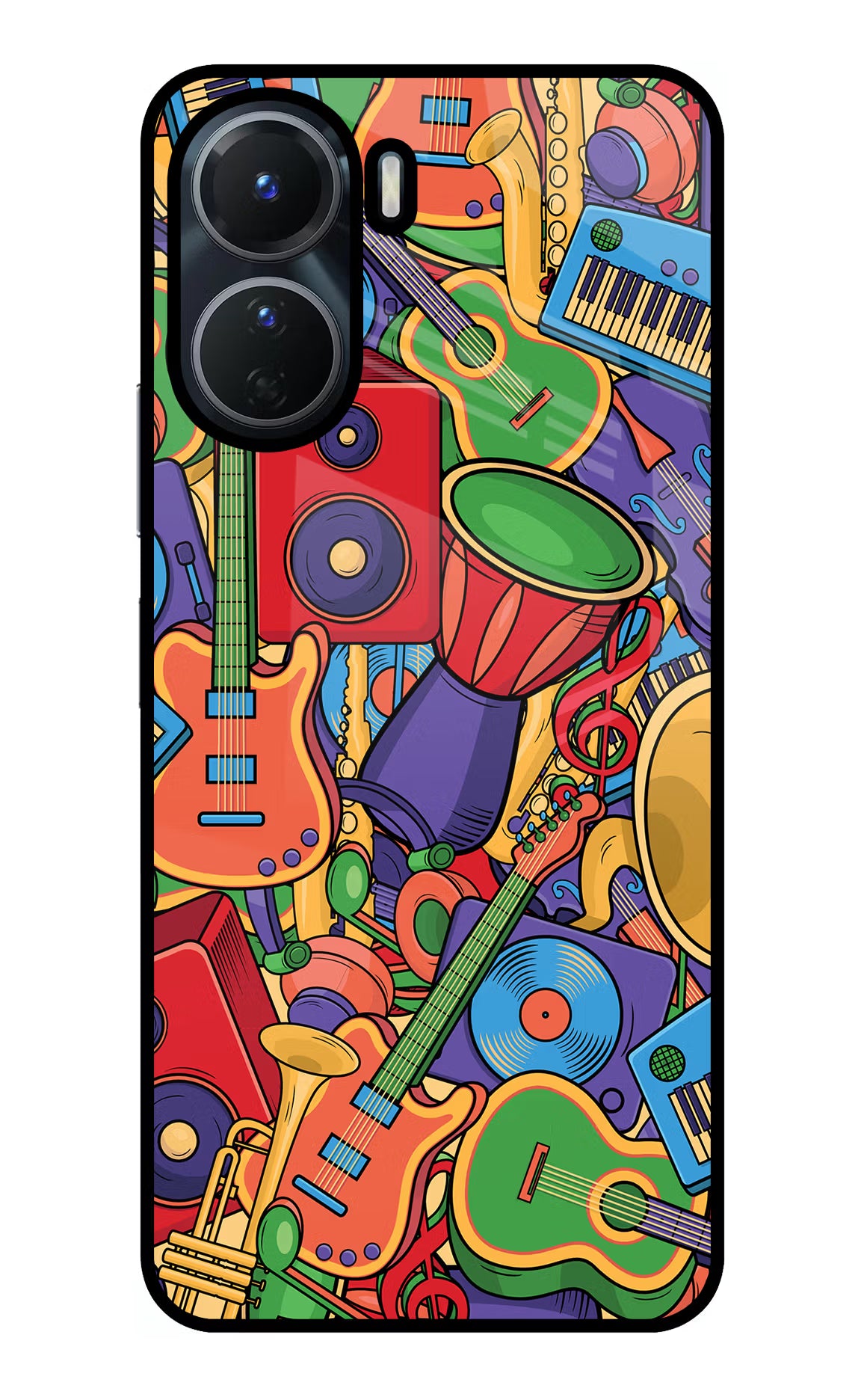 Music Instrument Doodle Vivo Y56 5G Glass Case Back Cover by Casekaro