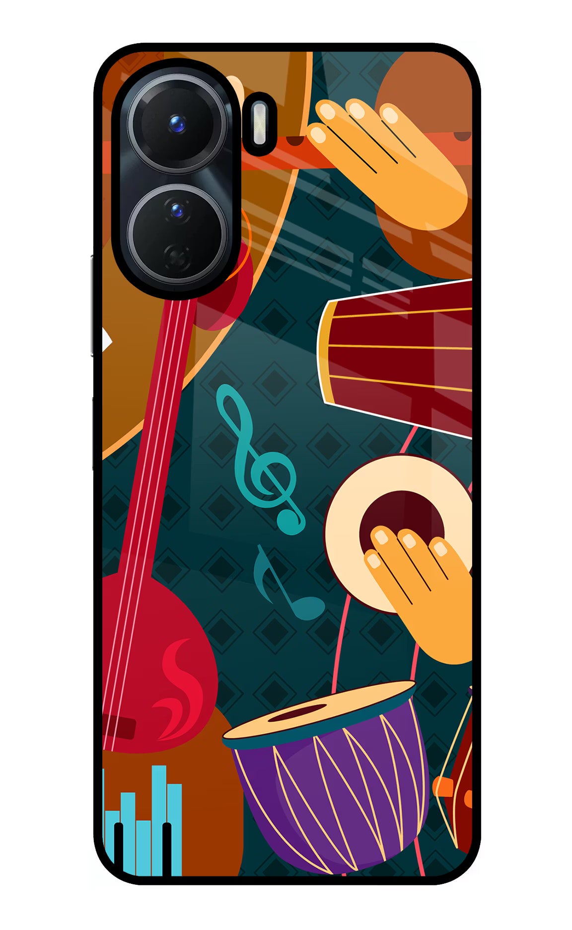 Music Instrument Vivo Y56 5G Glass Case Back Cover by Casekaro
