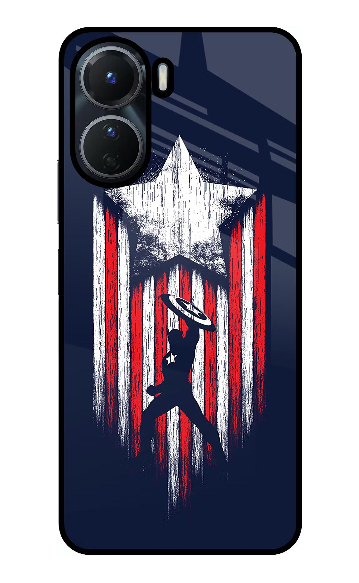 Captain America Marvel Art Vivo Y56 5G Glass Case Back Cover by Casekaro