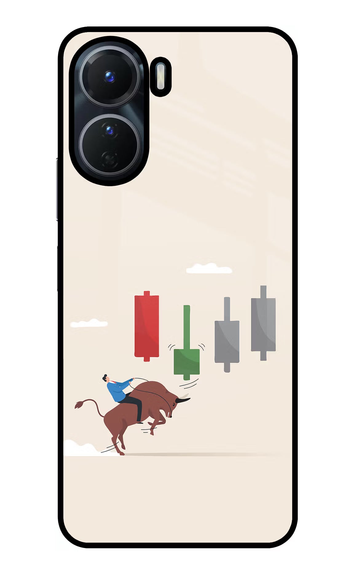 Bull Trading Momentum Vivo Y56 5G Glass Case Back Cover by Casekaro