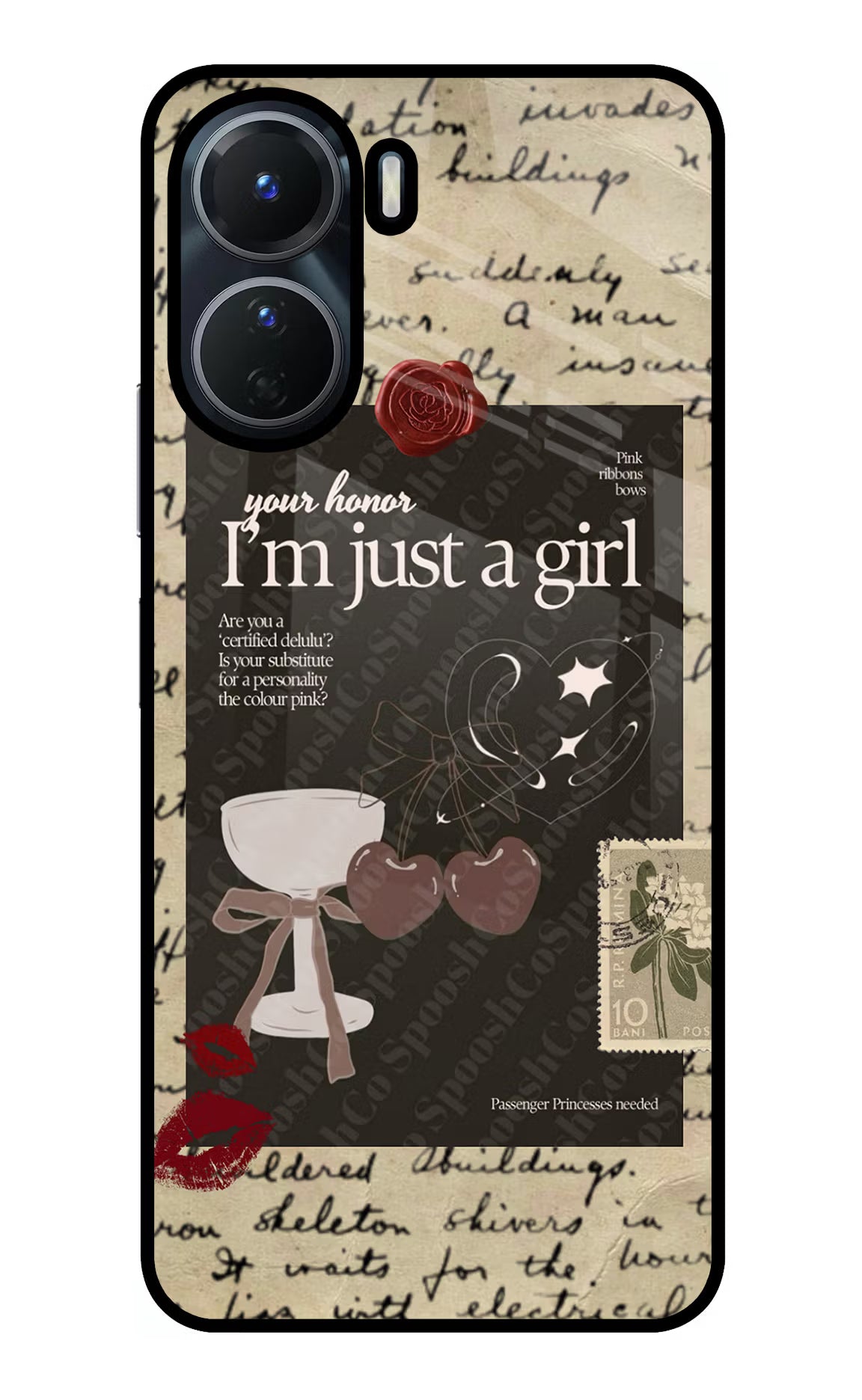 I am just a girl Vivo Y56 5G Glass Case Back Cover by Casekaro