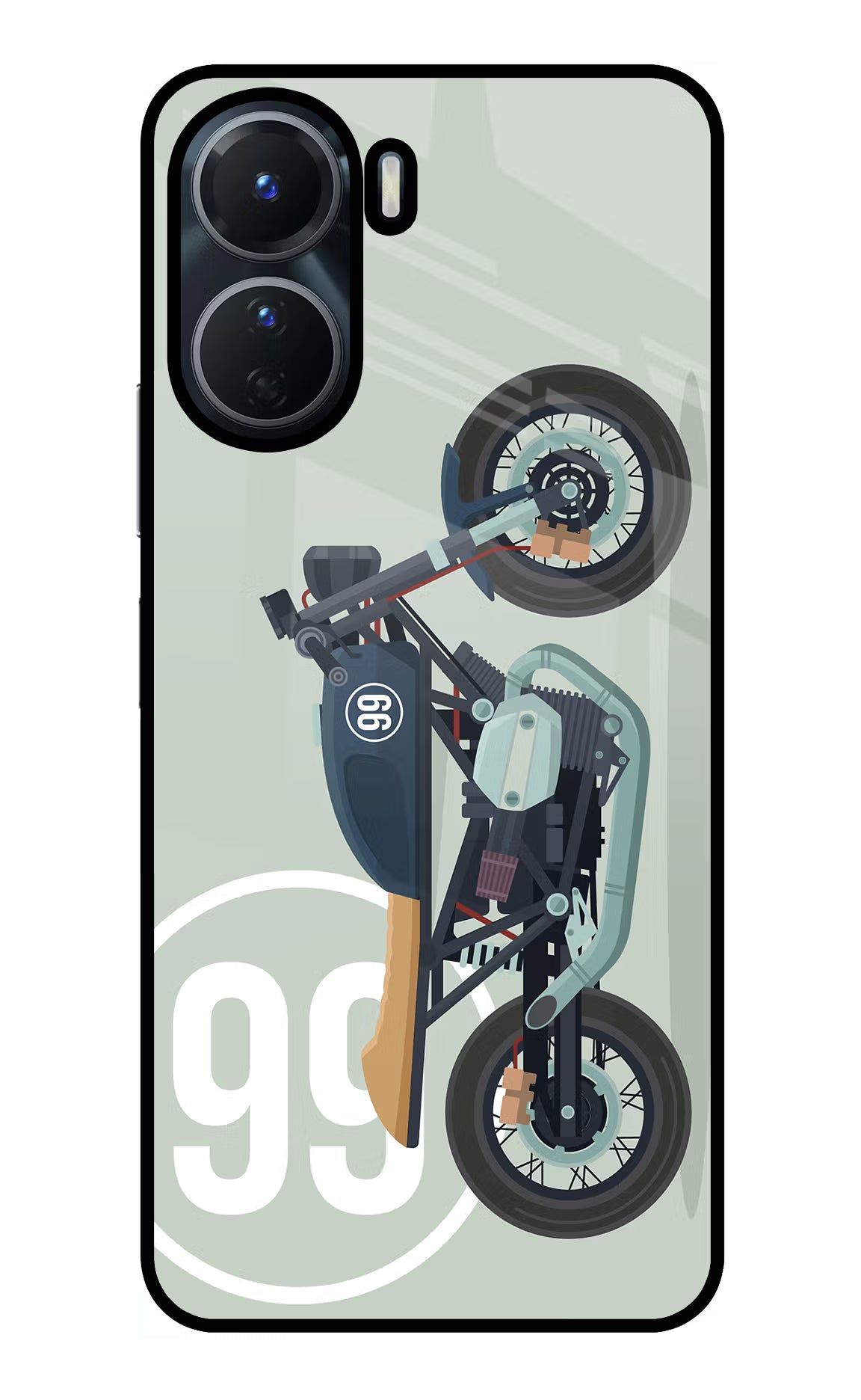Classic Cafe Racer 99 Vivo Y56 5G Glass Case Back Cover by Casekaro