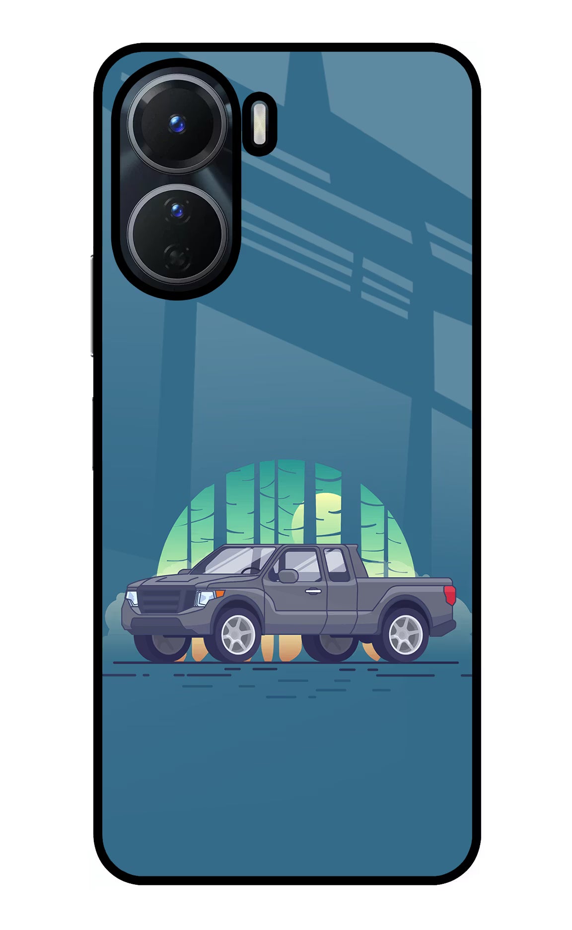 Retro Garage Vibe Vivo Y56 5G Glass Case Back Cover by Casekaro