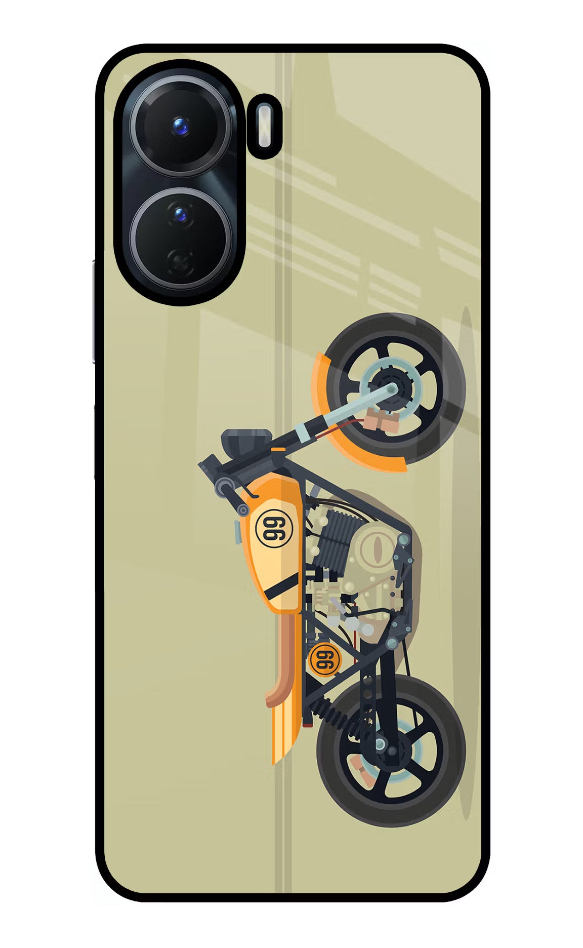Vertical Speedster Vivo Y56 5G Glass Case Back Cover by Casekaro