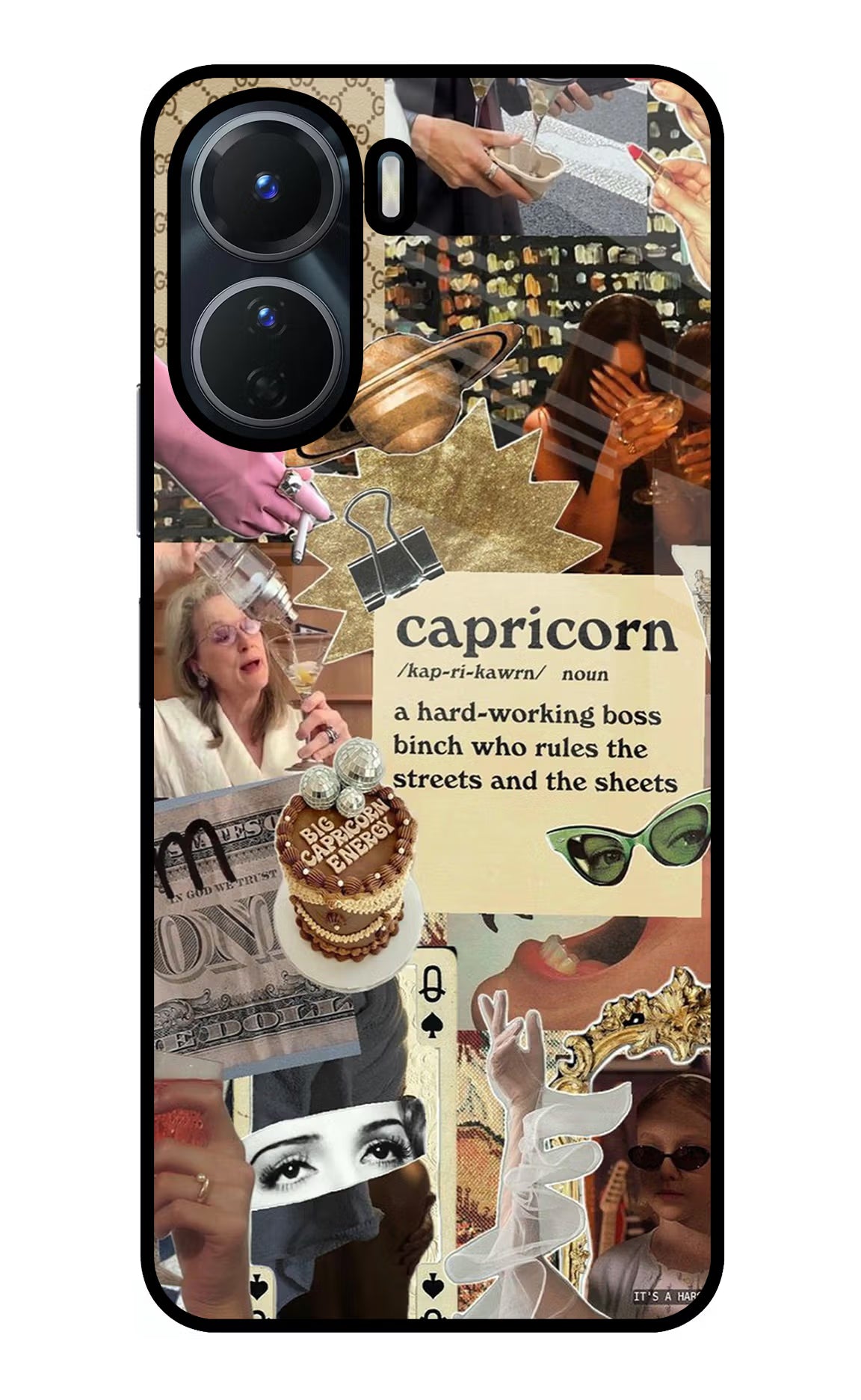 Capricorn Zodiac Vivo Y56 5G Glass Case Back Cover by Casekaro