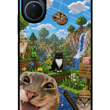 Minecraft Cat Chaos Vivo Y56 5G Glass Case