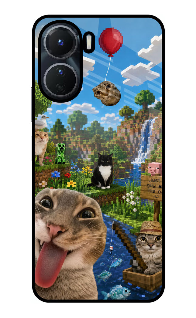 Minecraft Cat Chaos Vivo Y56 5G Glass Case