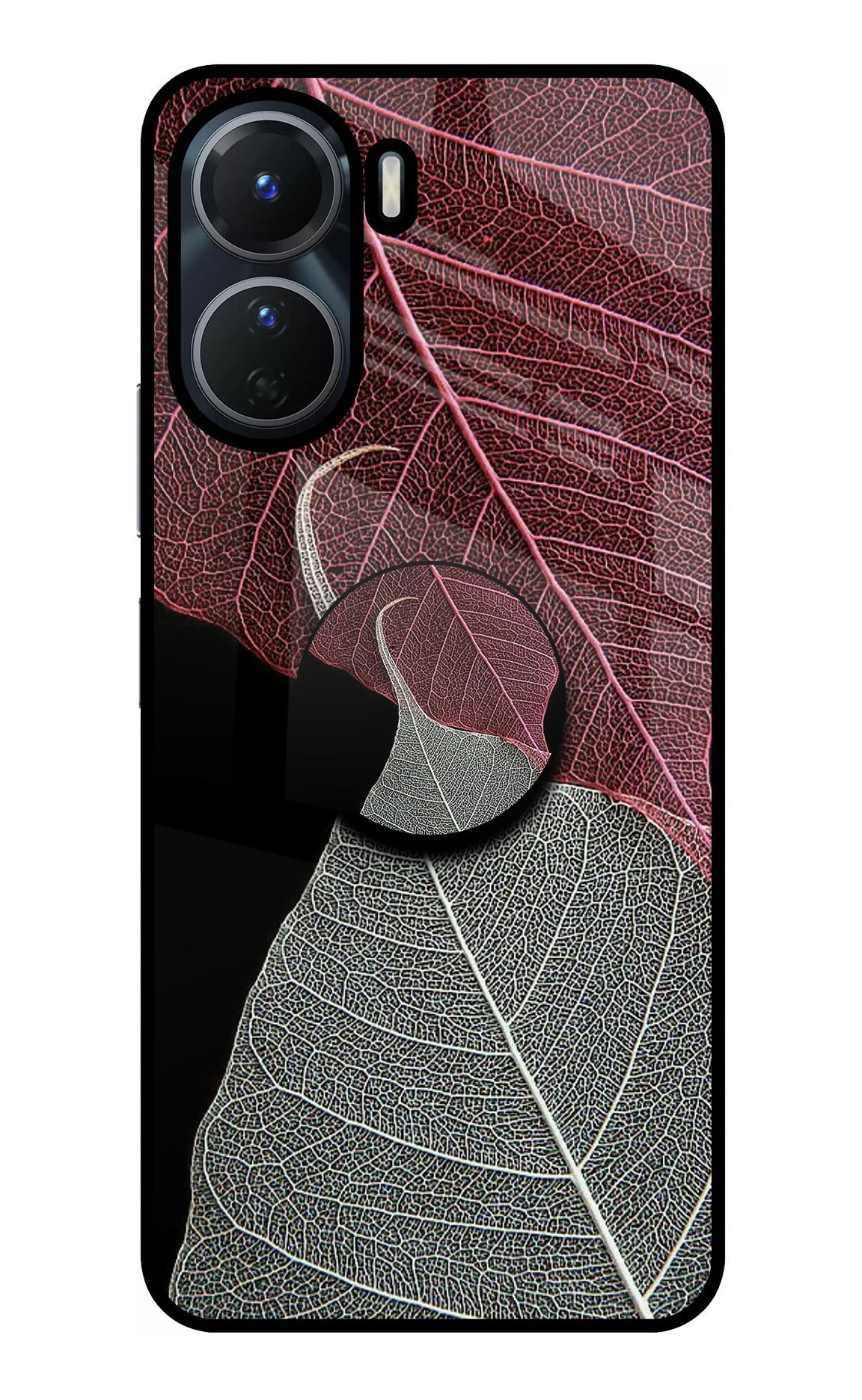 Leaf Pattern Vivo Y56 5G Glass Case