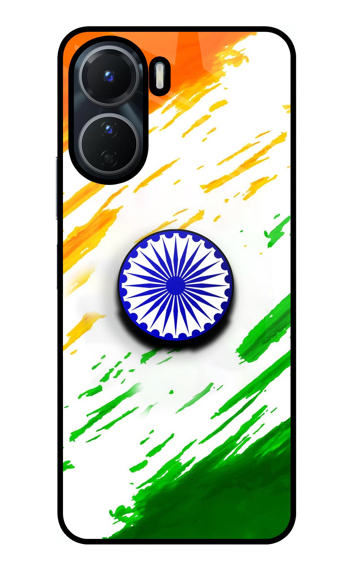 Indian Flag Ashoka Chakra Vivo Y56 5G Glass Case
