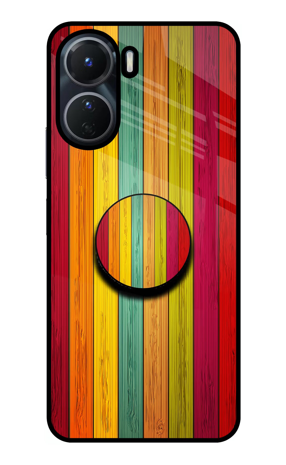 Multicolor Wooden Vivo Y56 5G Pop Case by Casekaro