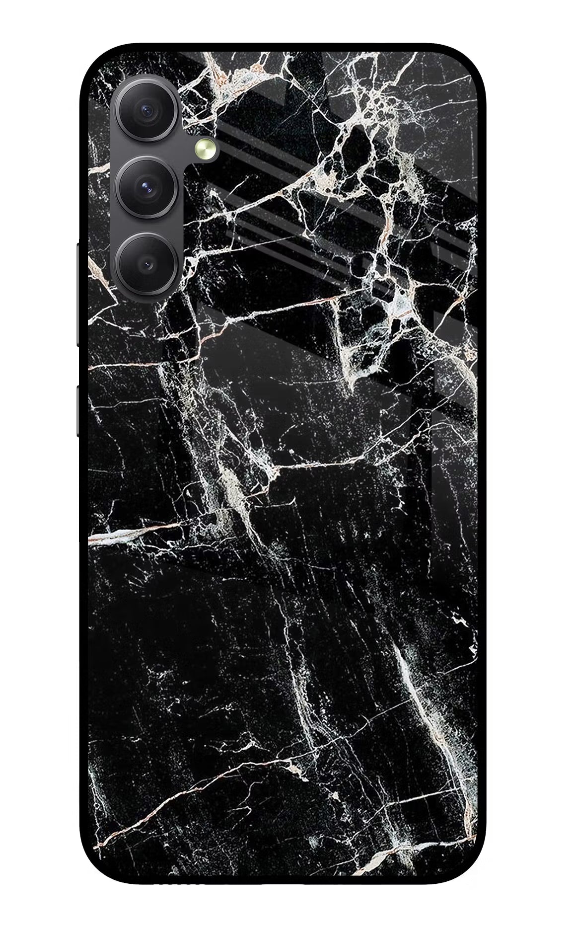 Black Marble Texture Samsung A34 5G Glass Case Back Cover by Casekaro